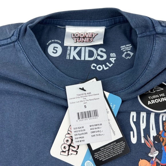 Cotton On Kids Looney Toons Space Jam Drop Shoulder Short Sleeve T-shirt Size 5 - Picture 2 of 4